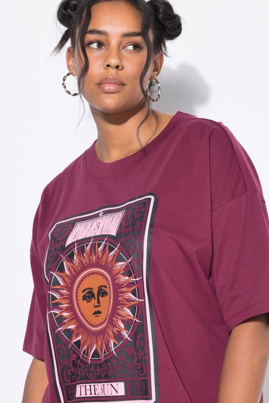 T-shirt oversize avec imprimé soleil style tarot