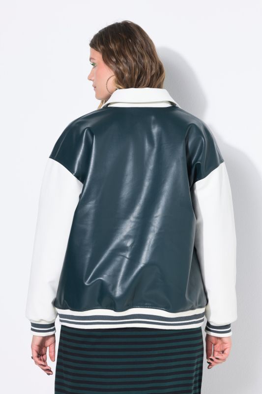 Veste esprit blouson teddy américain bicolore, avec manches ballon