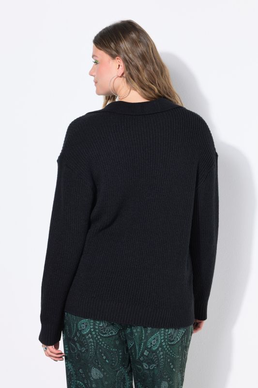 Pull oversize en maille texturée, avec col polo