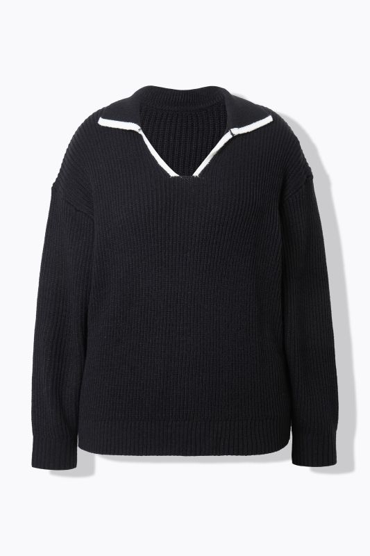Pull oversize en maille texturée, avec col polo