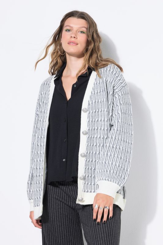 Cardigan oversize, maille torsadée