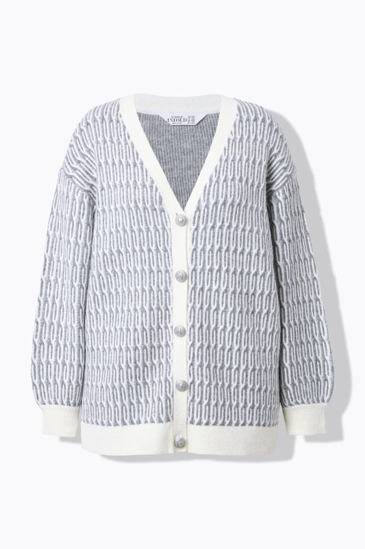 Cardigan oversize, maille torsadée