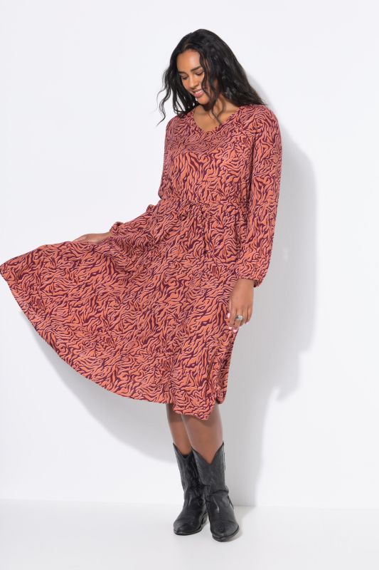 Robe maxi coupe trapèze à imprimé zébré, effet cache-cœur