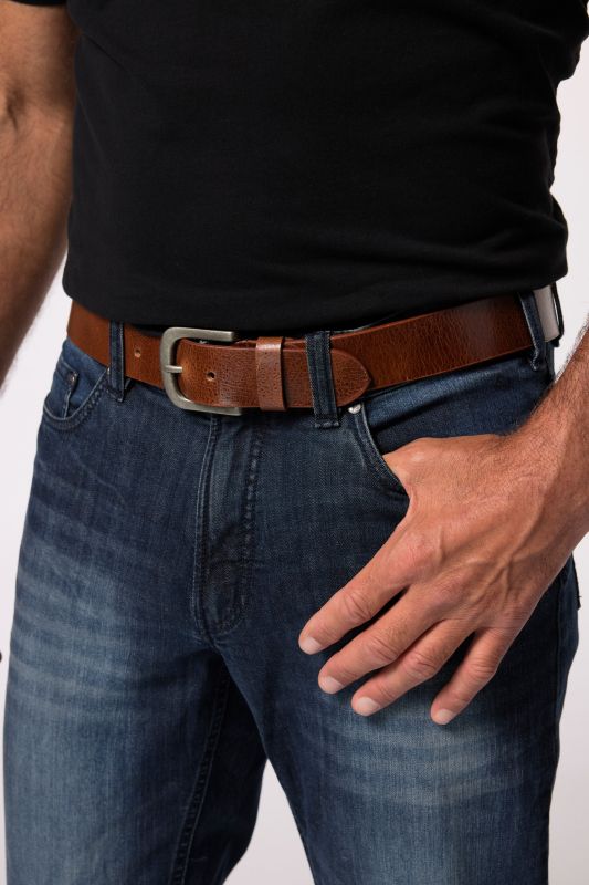 Ceinture en cuir , boucle en métal, largeur 4 cm