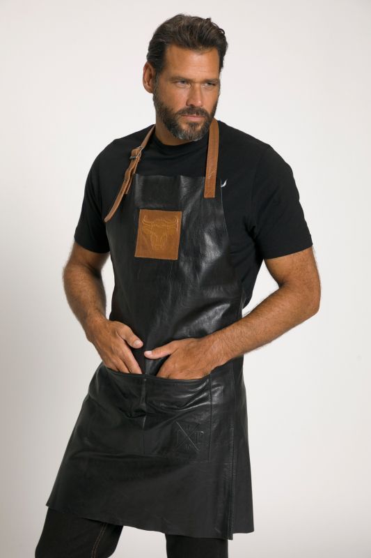 Tablier de cuisine, en cuir de buffle Pull-Up. Ajustable au niveau de la nuque.