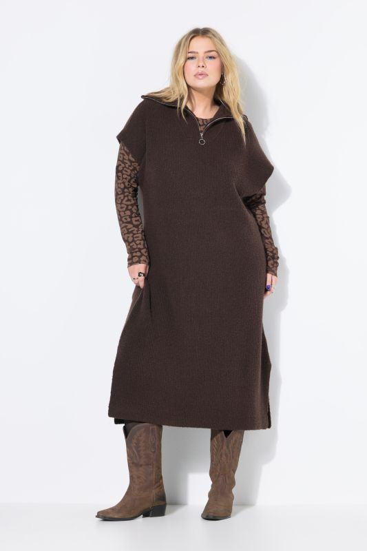 Robe en maille, oversized, col camionneur, sans manches