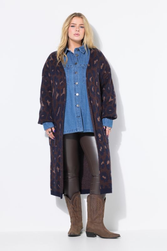 Cardigan oversize long. Motif léopard scintillant