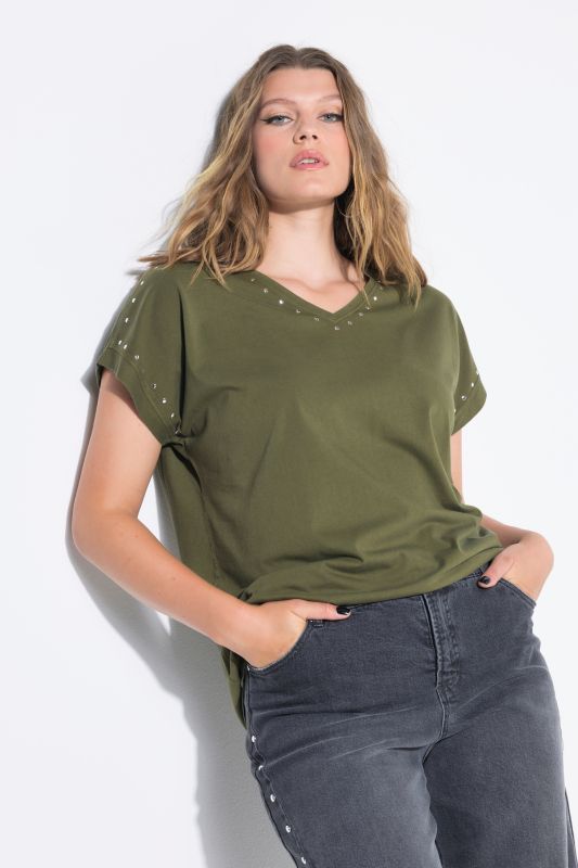 T-shirt oversize avec rivets, délavage acid washed