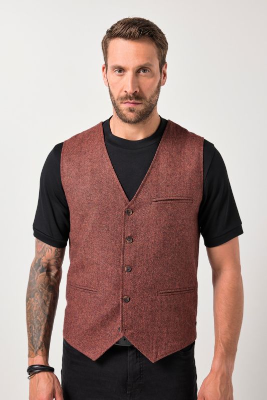 Gilet JP 1880 en tweed, lainage avec dos en maille - jusqu'au 7 XL