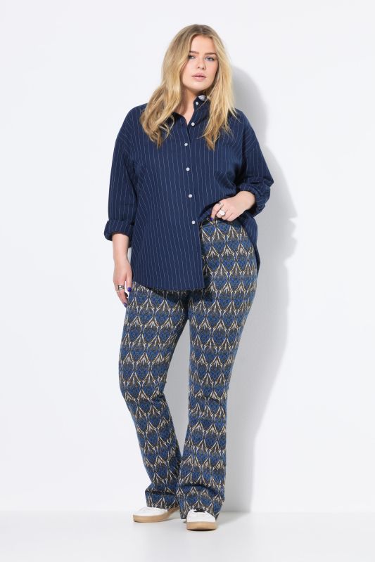 Pantalon à pattes d'éléphant et jambes évasées, motif jacquard à paillettes