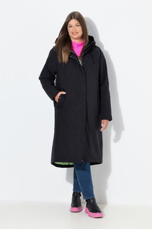 Manteau technique à capuche. Fermeture éclair à double sens. Doubles poches