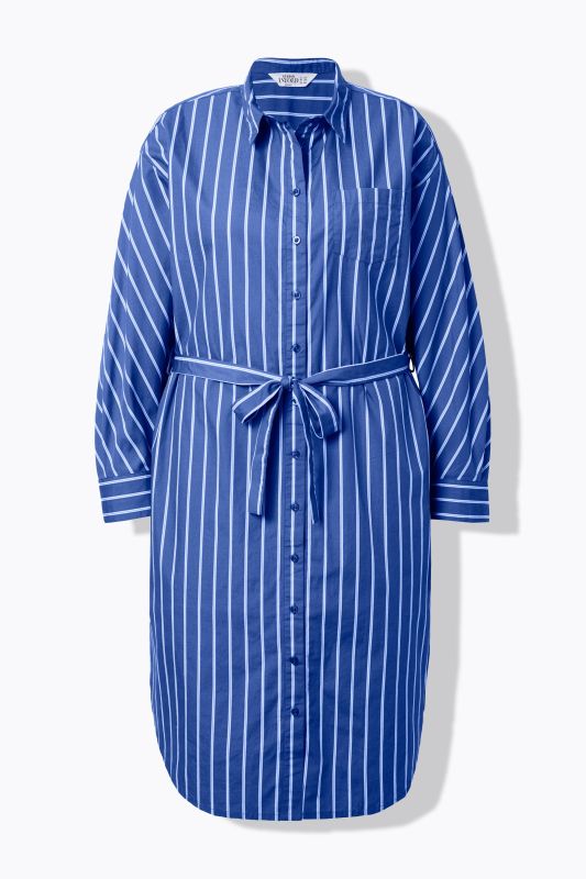 Robe-chemisier midi à rayures. Coupe oversize