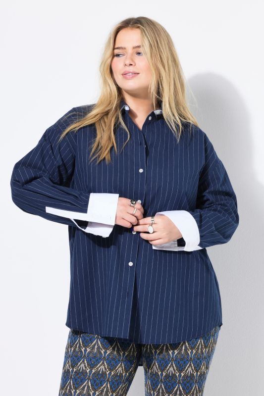 Chemisier rayé oversize, détails fantaisie