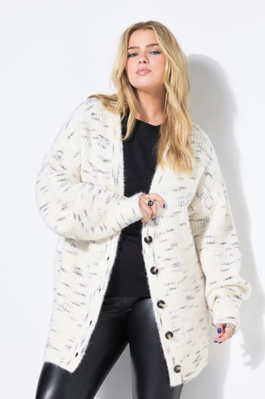 Cardigan oversize en maille à aspect chiné
