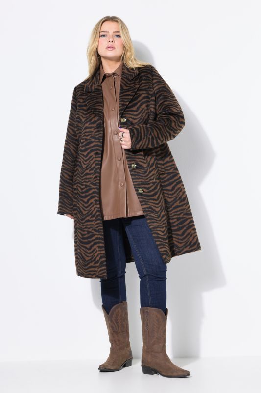 Manteau à revers, doublure intégrale et motif zèbre