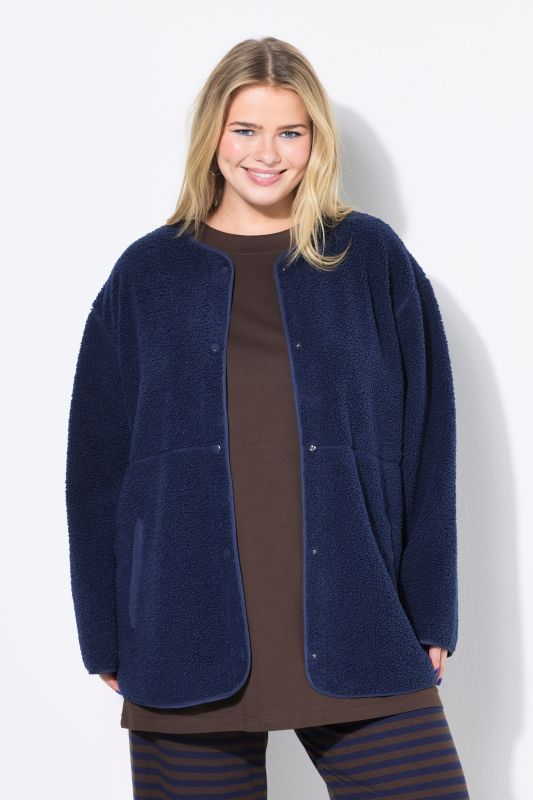 Veste oversize en polaire bouclette, col rond