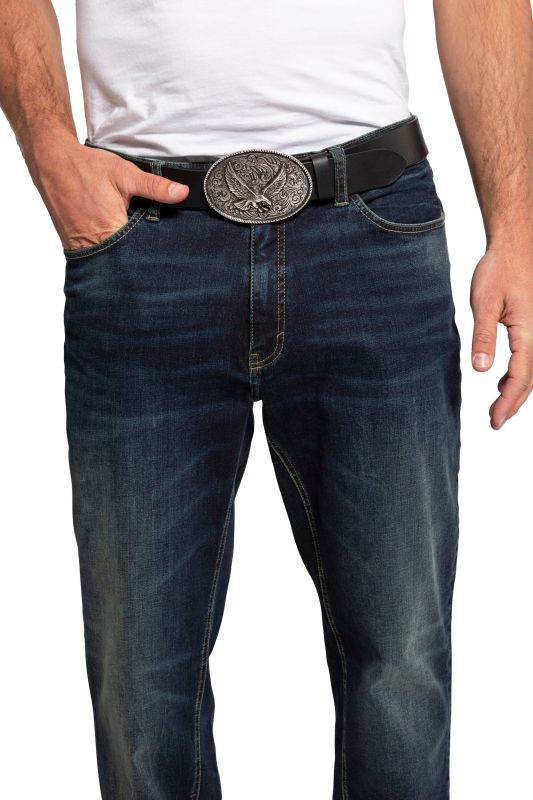 Ceinture en cuir véritable, avec boucle aigle, env. 4 cm de large