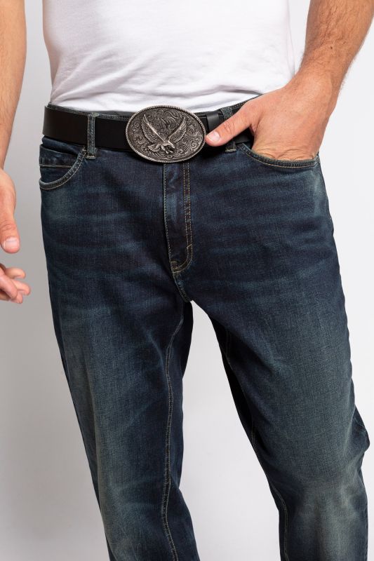 Ceinture en cuir véritable, avec boucle aigle, env. 4 cm de large