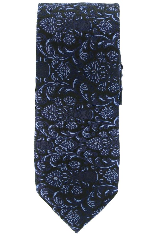Cravate en soie avec motif floral, largeur 7,5 cm