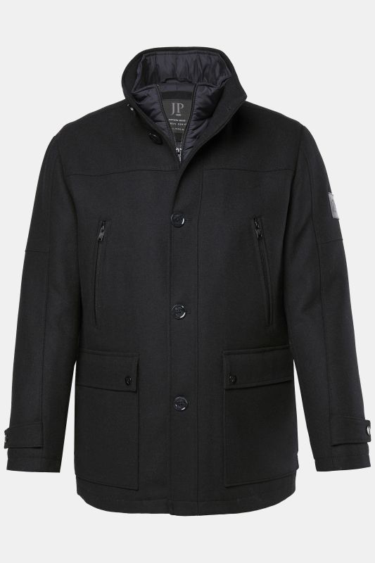 Veste en laine  mélangée déperlante avec empiècement à chevrons et col montant