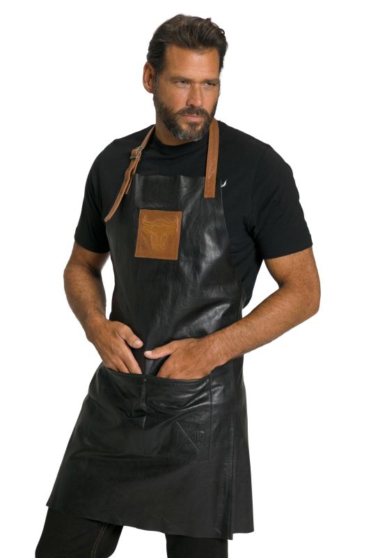 Tablier de cuisine, en cuir de buffle Pull-Up. Ajustable au niveau de la nuque.