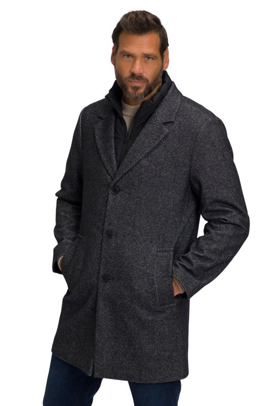 Manteau en laine mélangée, avec insert matelassé et col à revers
