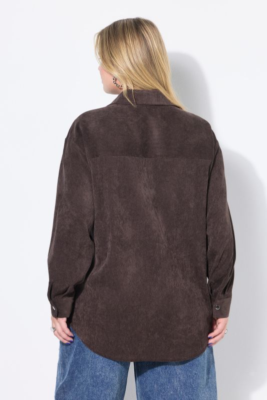 Chemisier oversize en velours côtelé, avec col chemise et manches longues