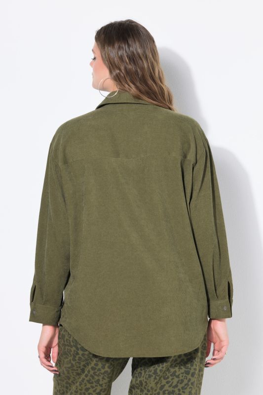 Chemisier oversize en velours côtelé, avec col chemise et manches longues