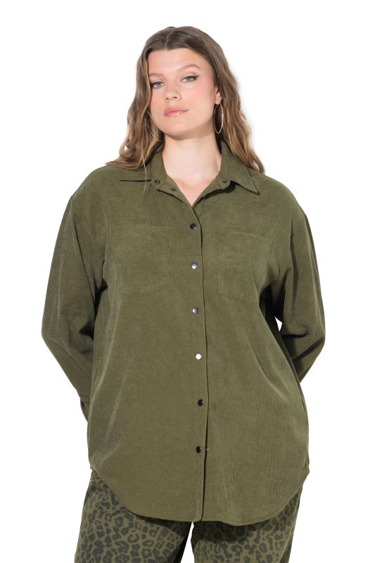 Chemisier oversize en velours côtelé, avec col chemise et manches longues