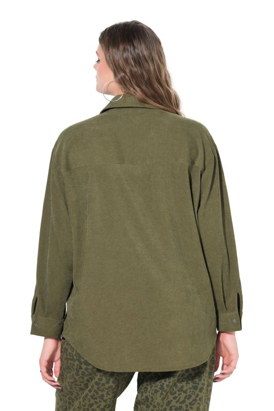 Chemisier oversize en velours côtelé, avec col chemise et manches longues