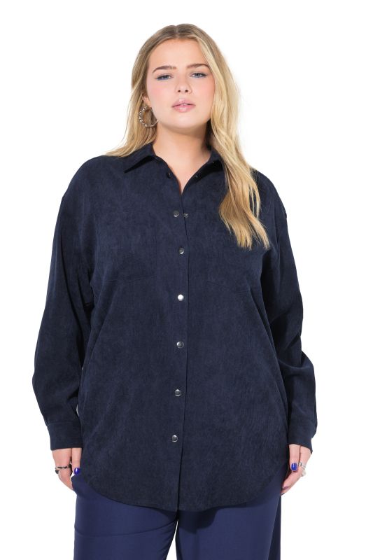 Chemisier oversize en velours côtelé, avec col chemise et manches longues