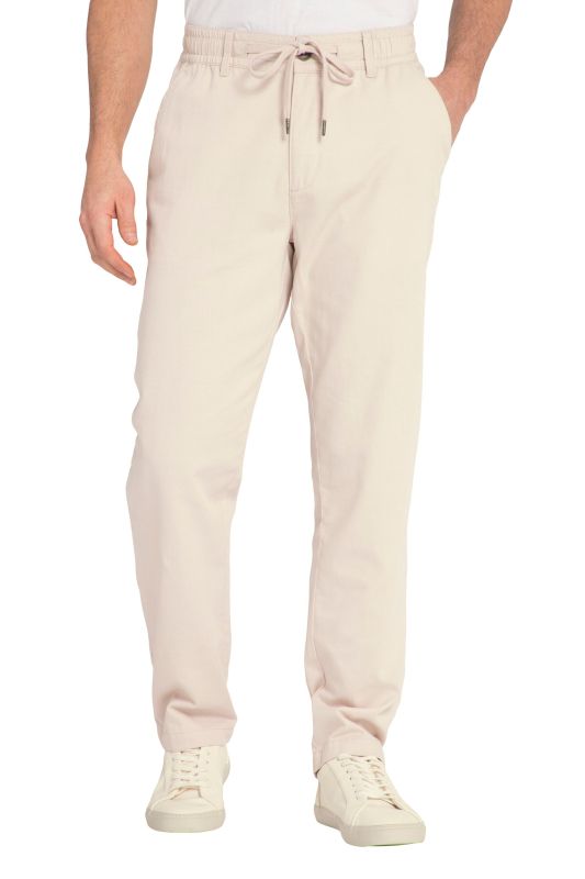 Pantalon aspect lin. Taille élastique. Coupe décontractée.