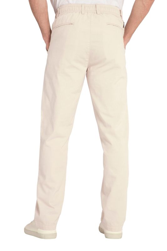 Pantalon aspect lin. Taille élastique. Coupe décontractée.