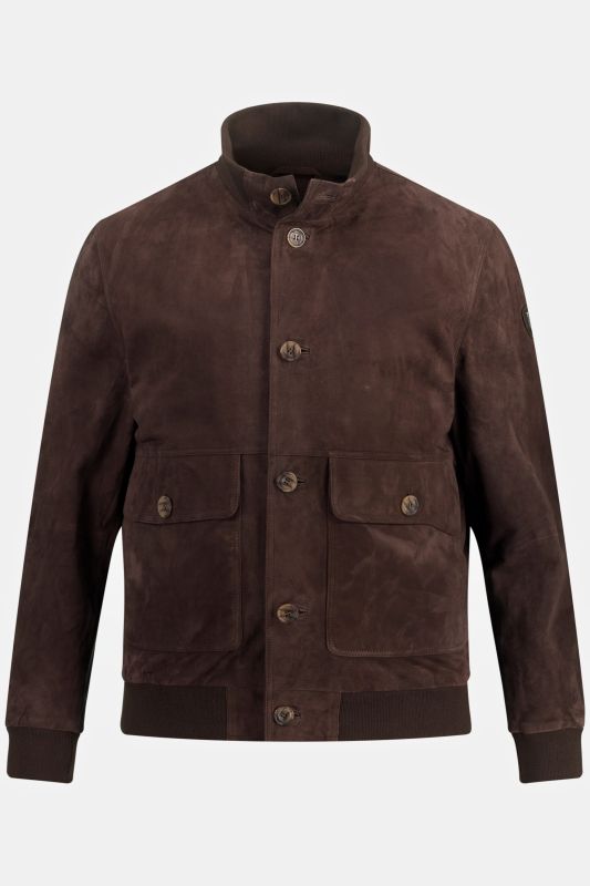 Veste en cuir suédé JP 1880, col montant et patte de boutonnage - jusqu'au 7 XL