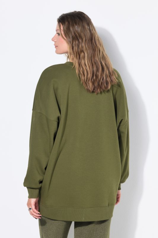 Sweat-shirt oversized avec patch à message, encolure ronde et manches longues
