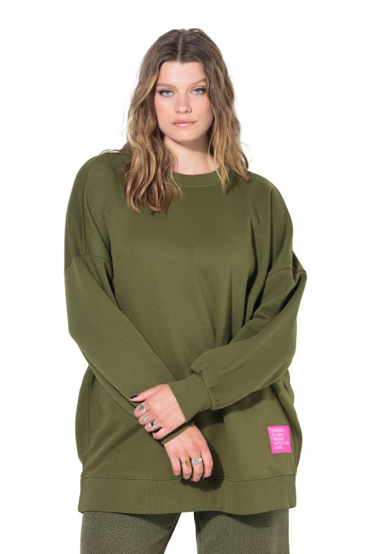 Sweat-shirt oversized avec patch à message, encolure ronde et manches longues