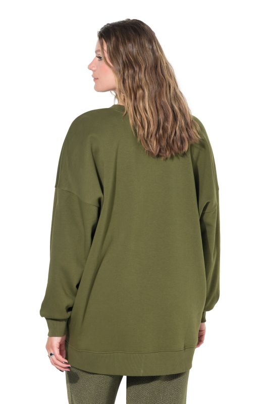 Sweat-shirt oversized avec patch à message, encolure ronde et manches longues