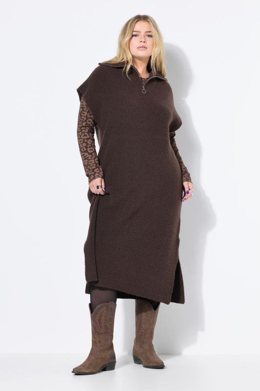 Robe en maille, oversized, col camionneur, sans manches