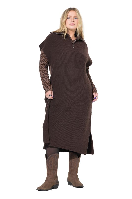 Robe en maille, oversized, col camionneur, sans manches