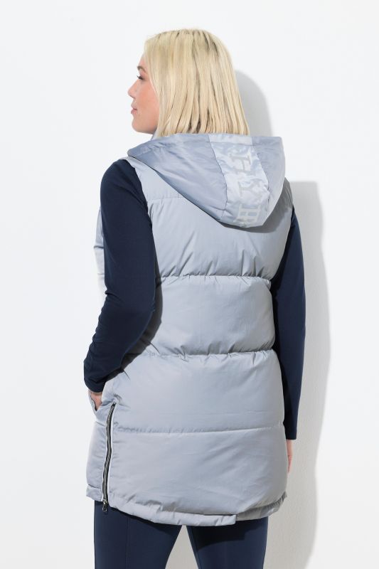 Gilet matelassé long à capuche amovible, matière déperlante