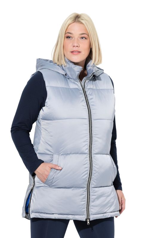Gilet matelassé long à capuche amovible, matière déperlante