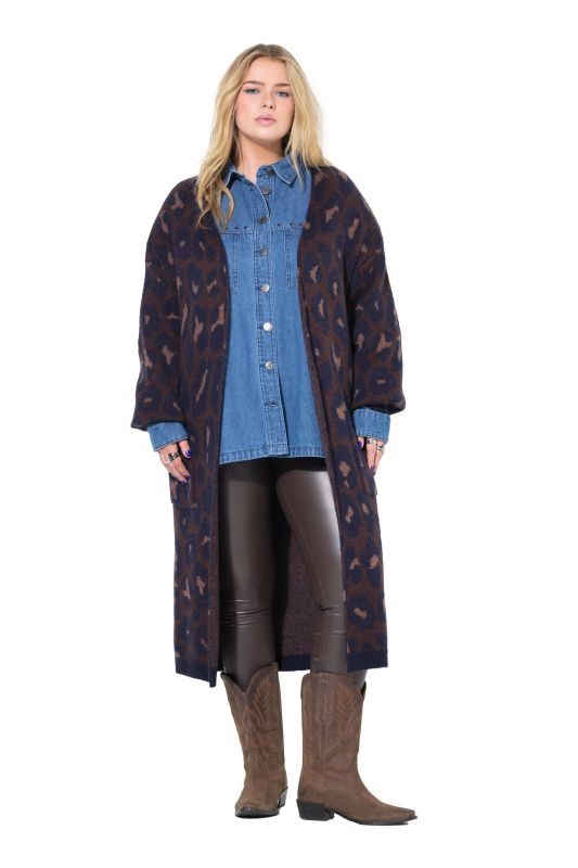 Cardigan oversize long. Motif léopard scintillant