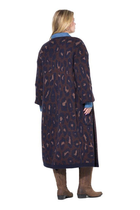 Cardigan oversize long. Motif léopard scintillant