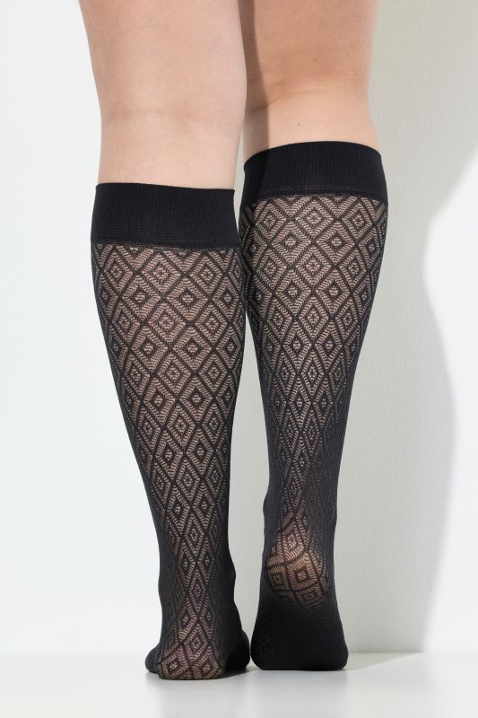 Chaussettes hautes et fines, motif losanges