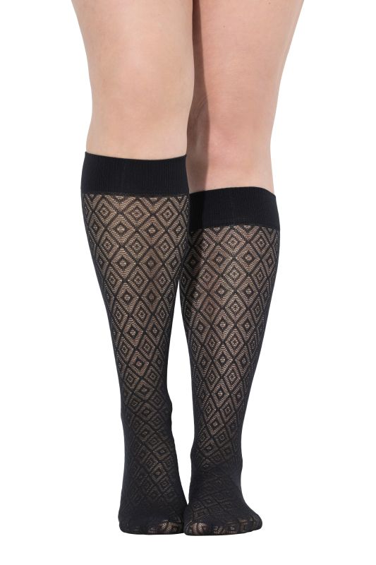 Chaussettes hautes et fines, motif losanges