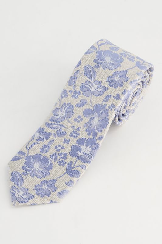 Cravate en soie extra-longue, motif à fleurs, collection Business -largeur 7,5 cm