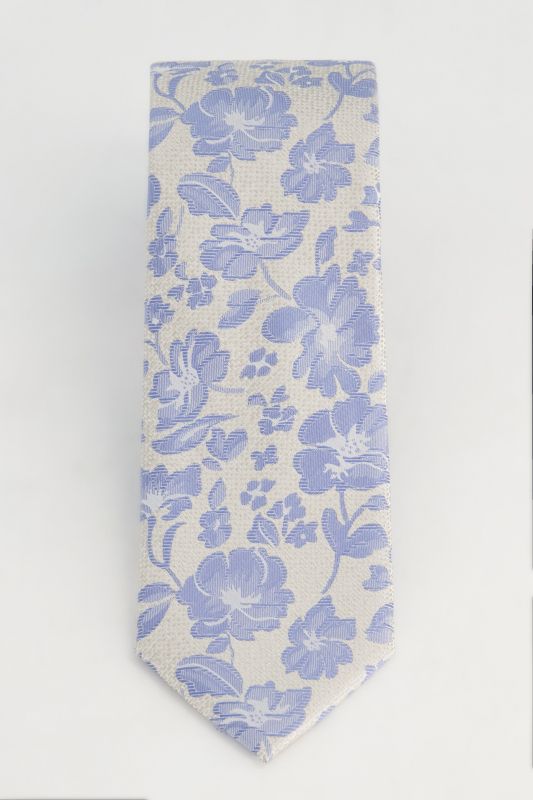 Cravate en soie extra-longue, motif à fleurs, collection Business -largeur 7,5 cm