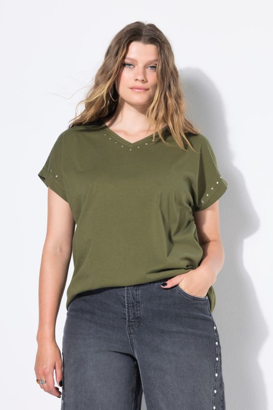 T-shirt oversize avec rivets, délavage acid washed