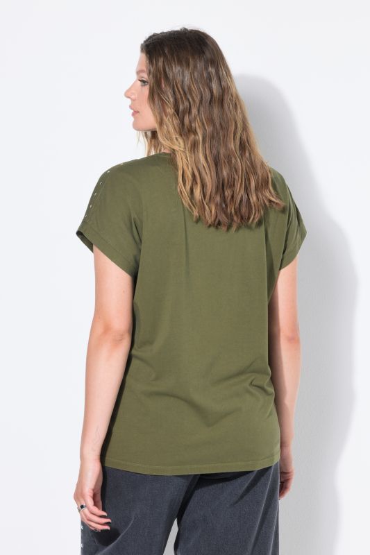 T-shirt oversize avec rivets, délavage acid washed