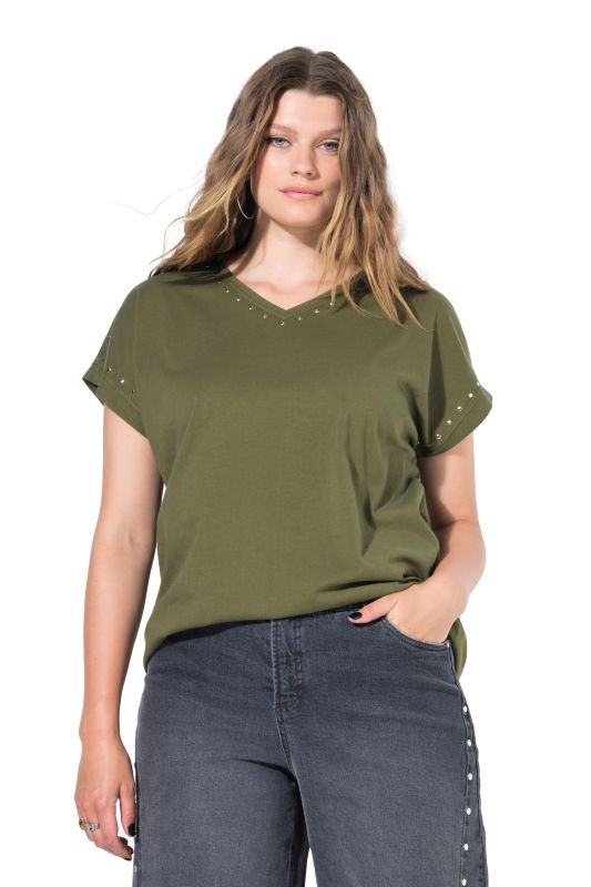 T-shirt oversize avec rivets, délavage acid washed